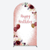 Aperturee - Aperturee Burgundy Floral Balloon Rose Birthday Arch Backdrop